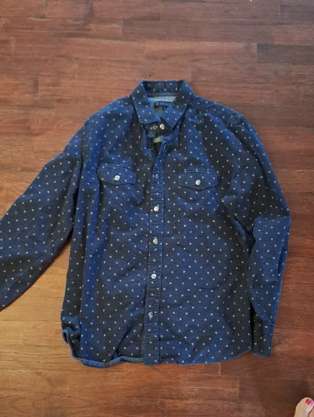 Men's Navy Dot-Pattern Button-Down Shirt